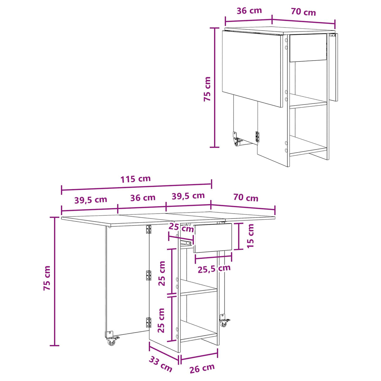 Dinning Table 115 x 70 x 75 cm Engineered Wood White