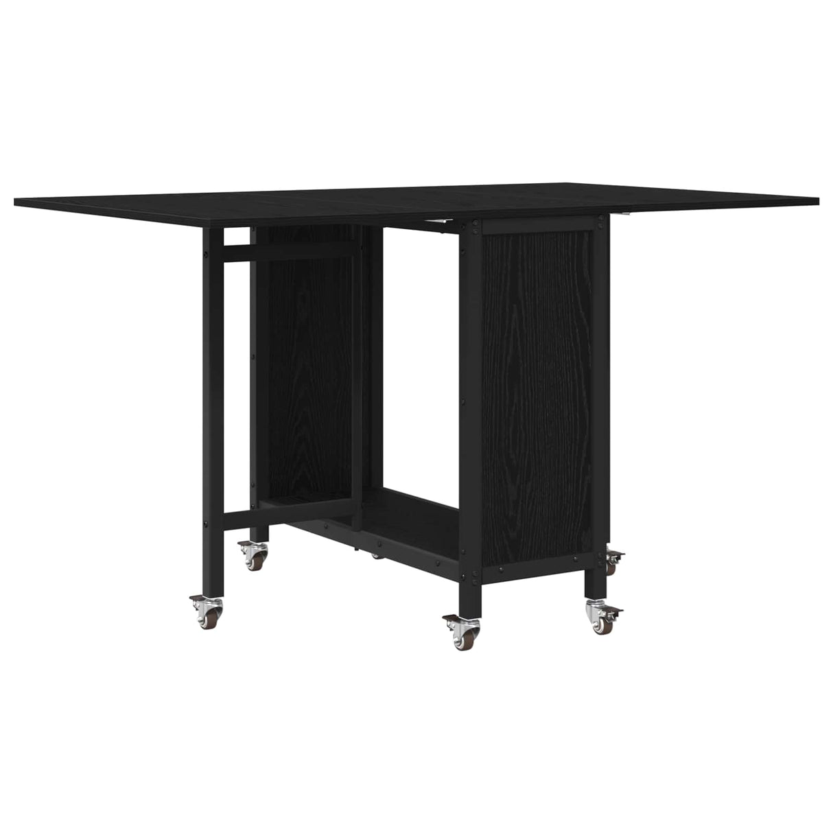 Folding dining table with castors 130 x 80 x 76.5 cm Black Oak