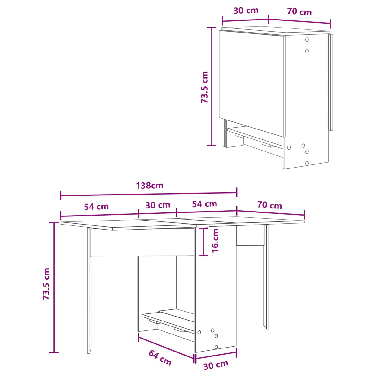 Dinning Table 138 x 70 x 73.5 cm Engineered Wood White
