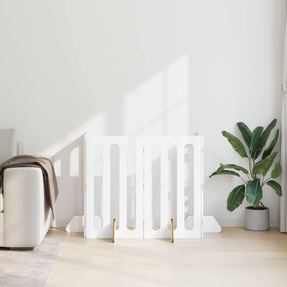 Folding Pet Fence 4 pcs White 201 x 38 x 90 cm Engineered Wood