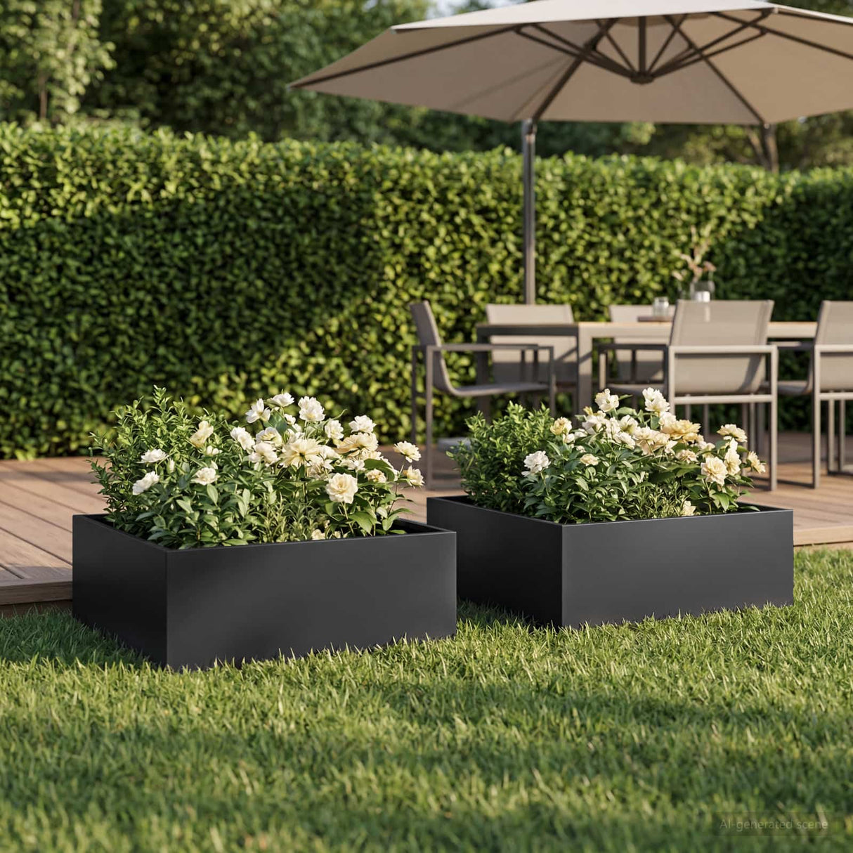 Garden Planter 2 pcs Black 60 x 60 x 20 cm Cold-rolled Steel