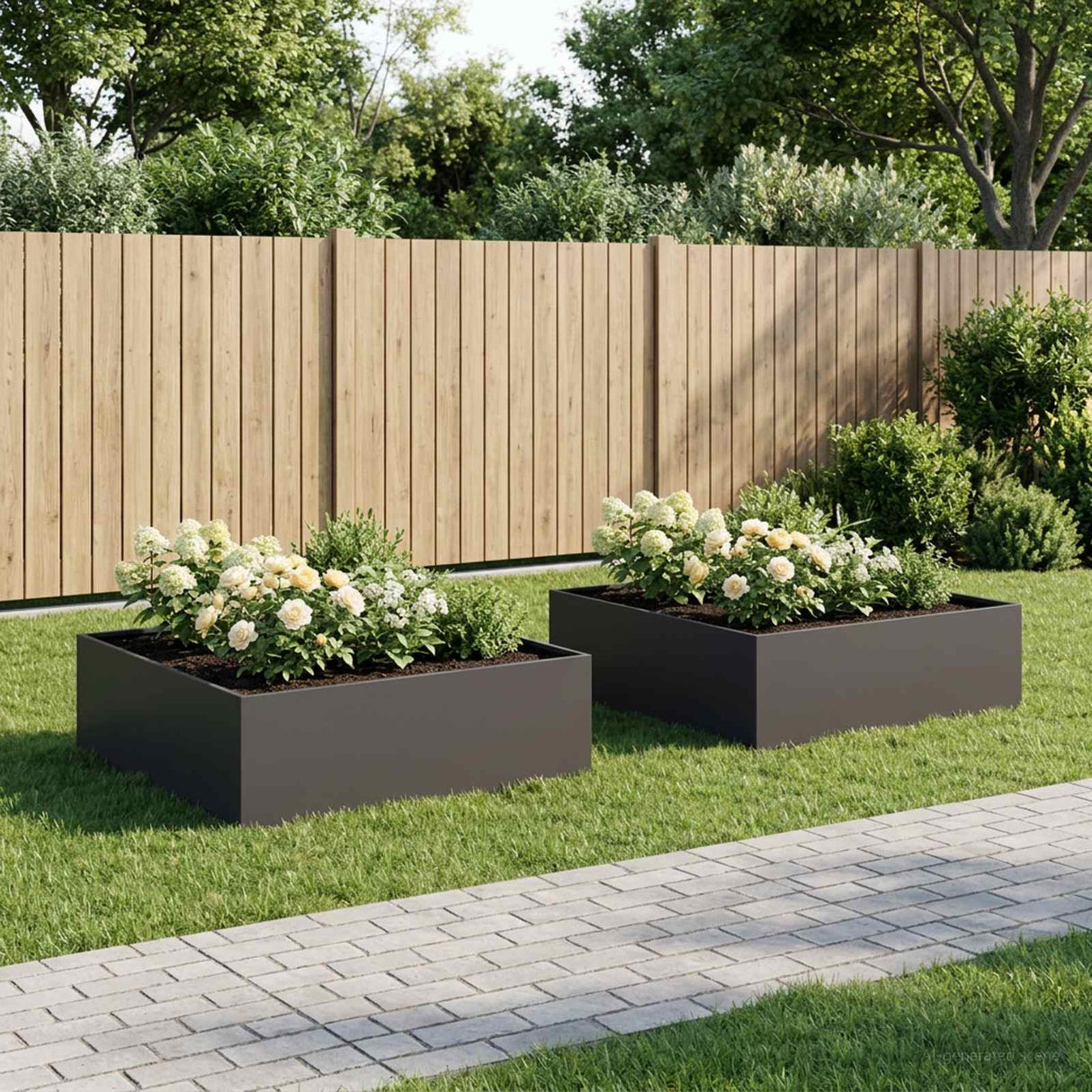 Garden Planter 2 pcs Black 100 x 100 x 30 cm Cold-rolled Steel