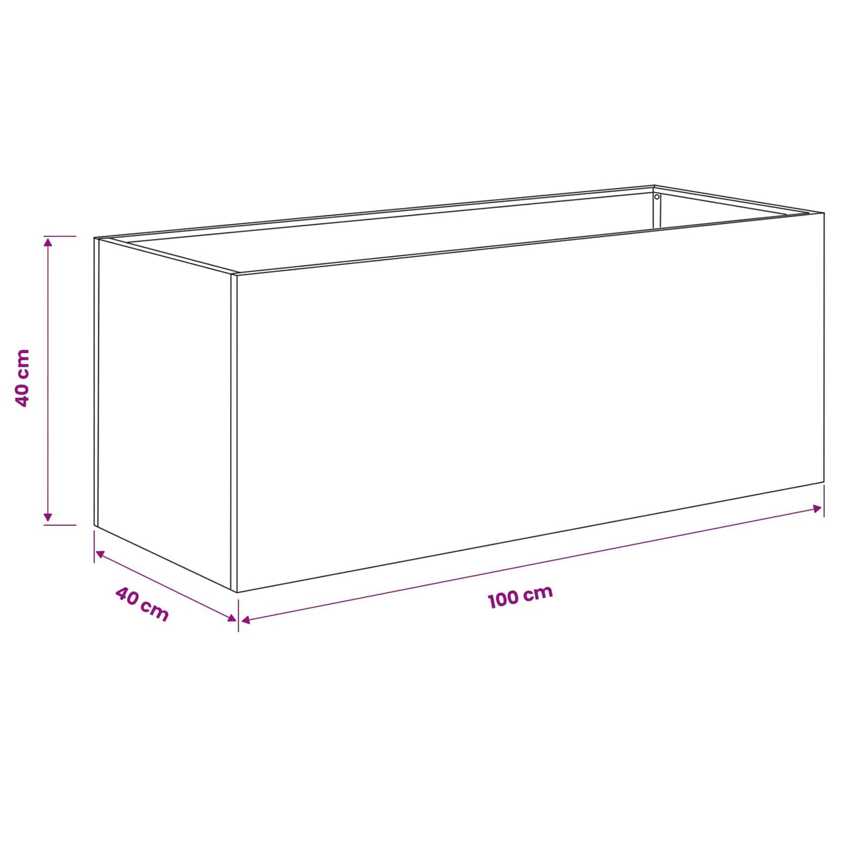 Garden Planter 2 pcs Black 100 x 40 x 40 cm Cold-rolled Steel