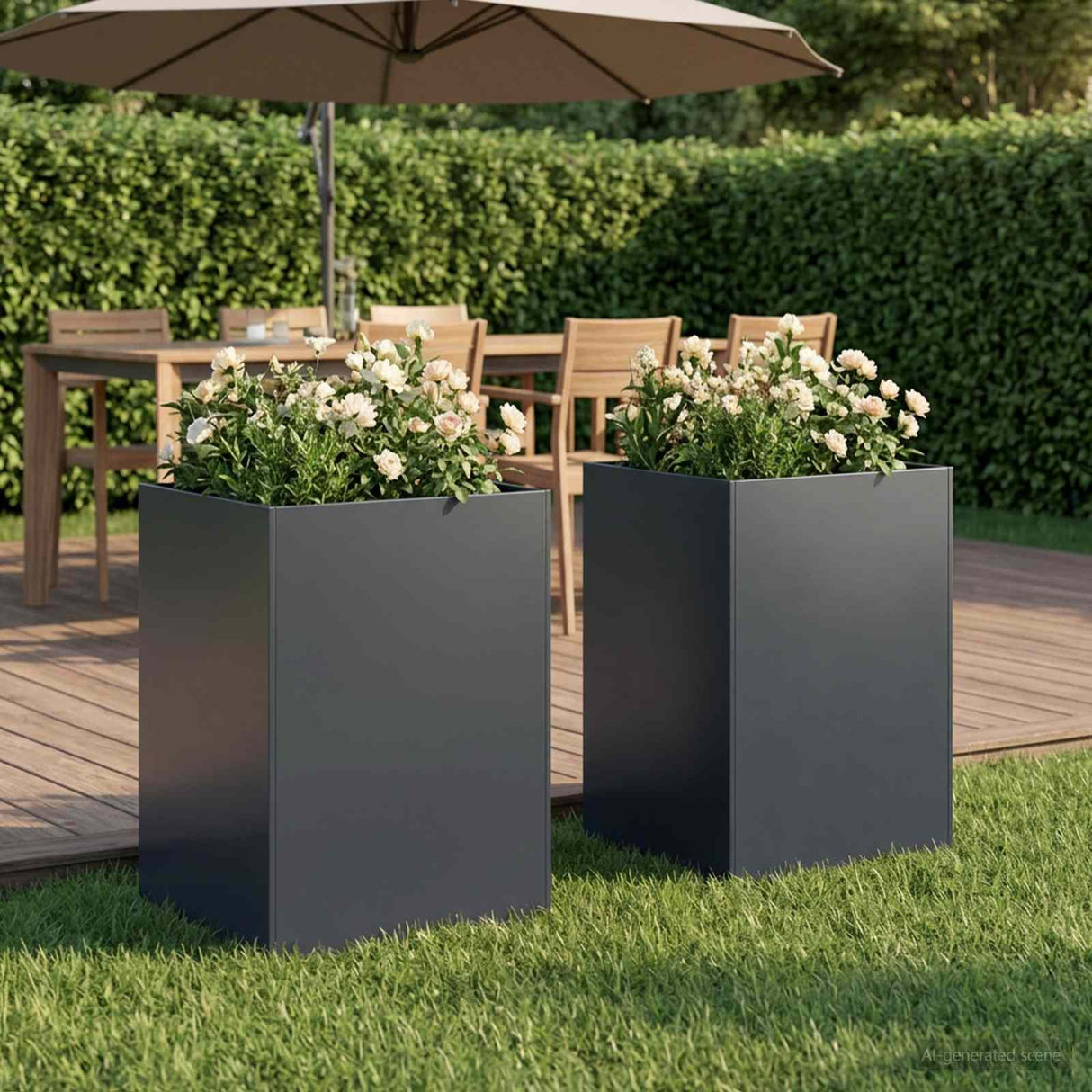 Garden Planter 2 pcs Anthracite 40 x 40 x 75 cm