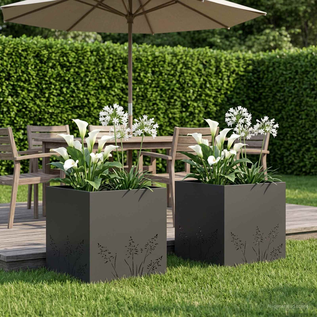 Garden Planter 2 pcs Black 50 x 50 x 49 cm Cold-rolled Steel