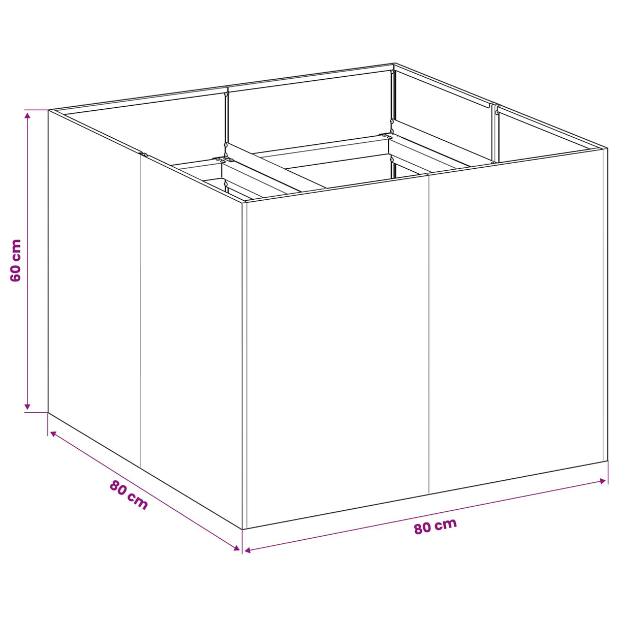 Garden Planter Black 80 x 80 x 60 cm Cold-rolled Steel
