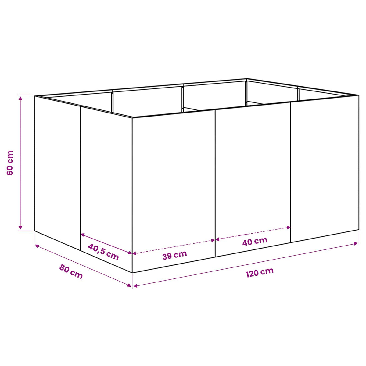 Garden Planter Black 120 x 80 x 60 cm Cold-rolled Steel