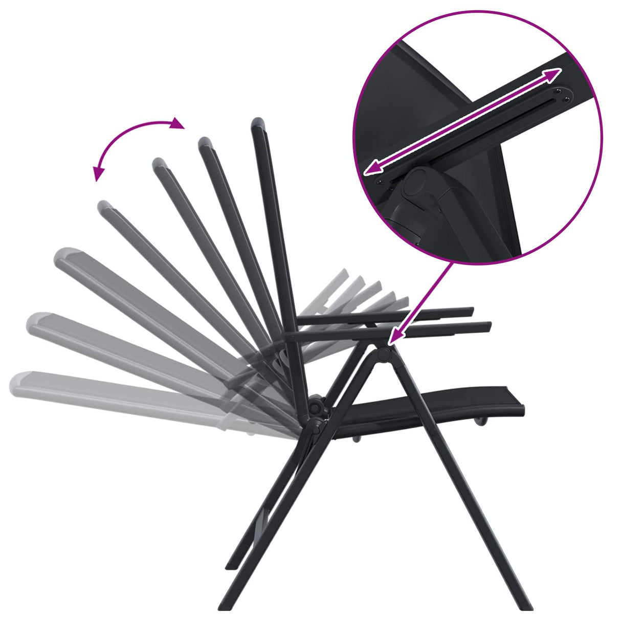 Reclining Garden Chairs 2 pcs Black 58 x 71 x 112 cm Textilene