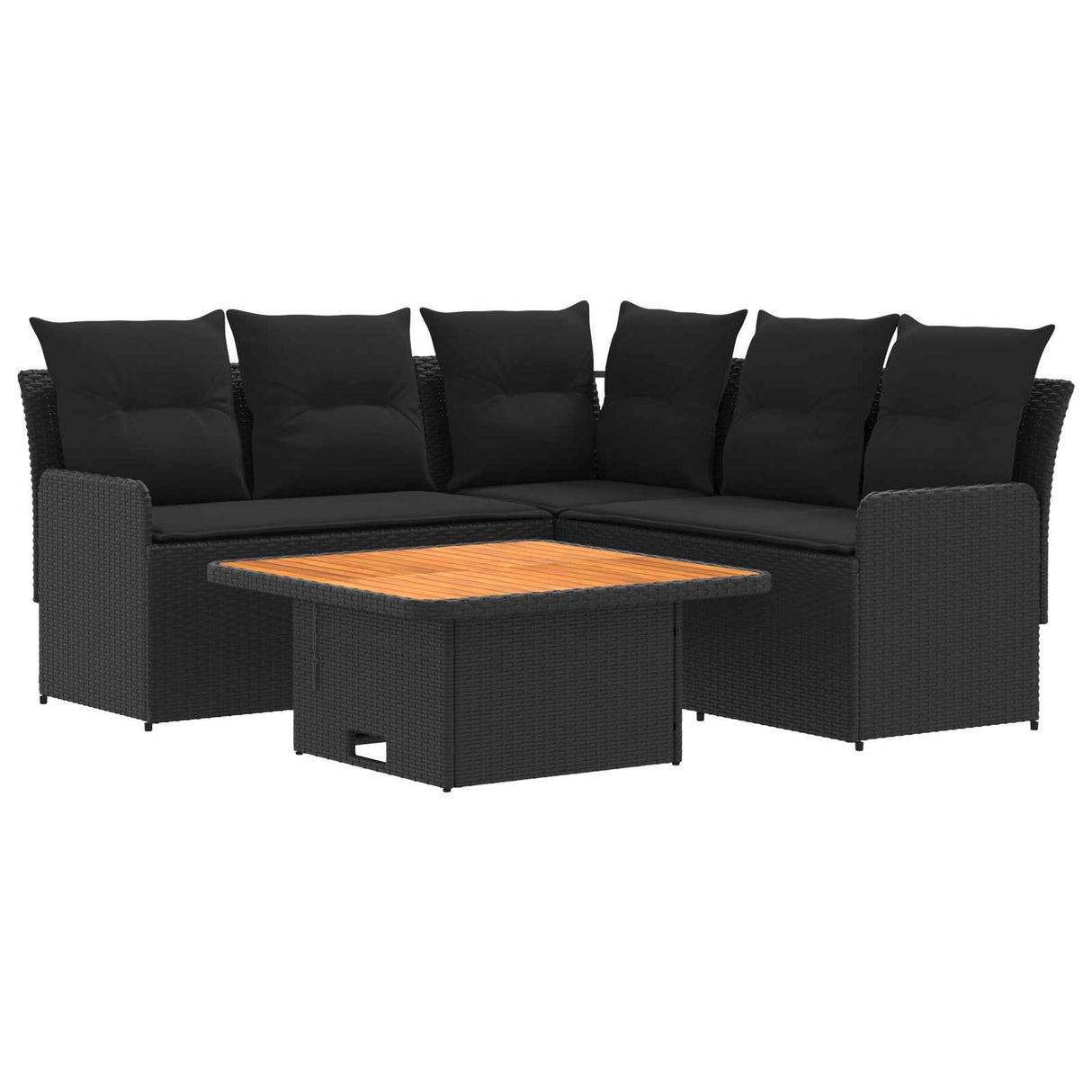 Furniture Sets with Pillow 4 pcs Black PE Rattan