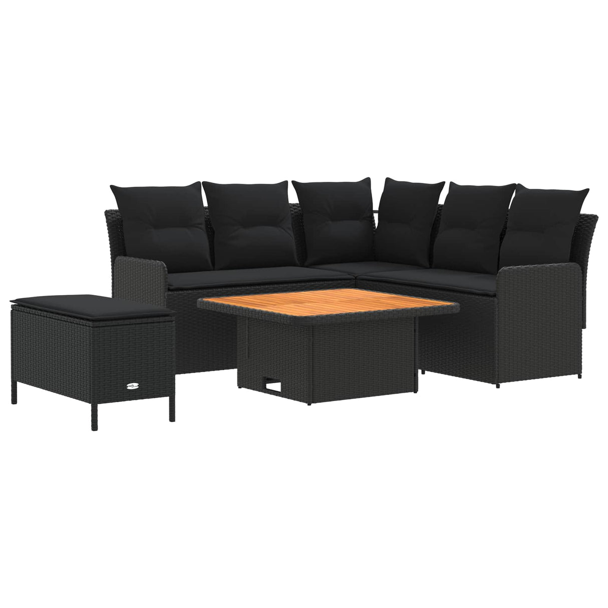 Furniture Sets with Pillow 5 pcs Black PE Rattan