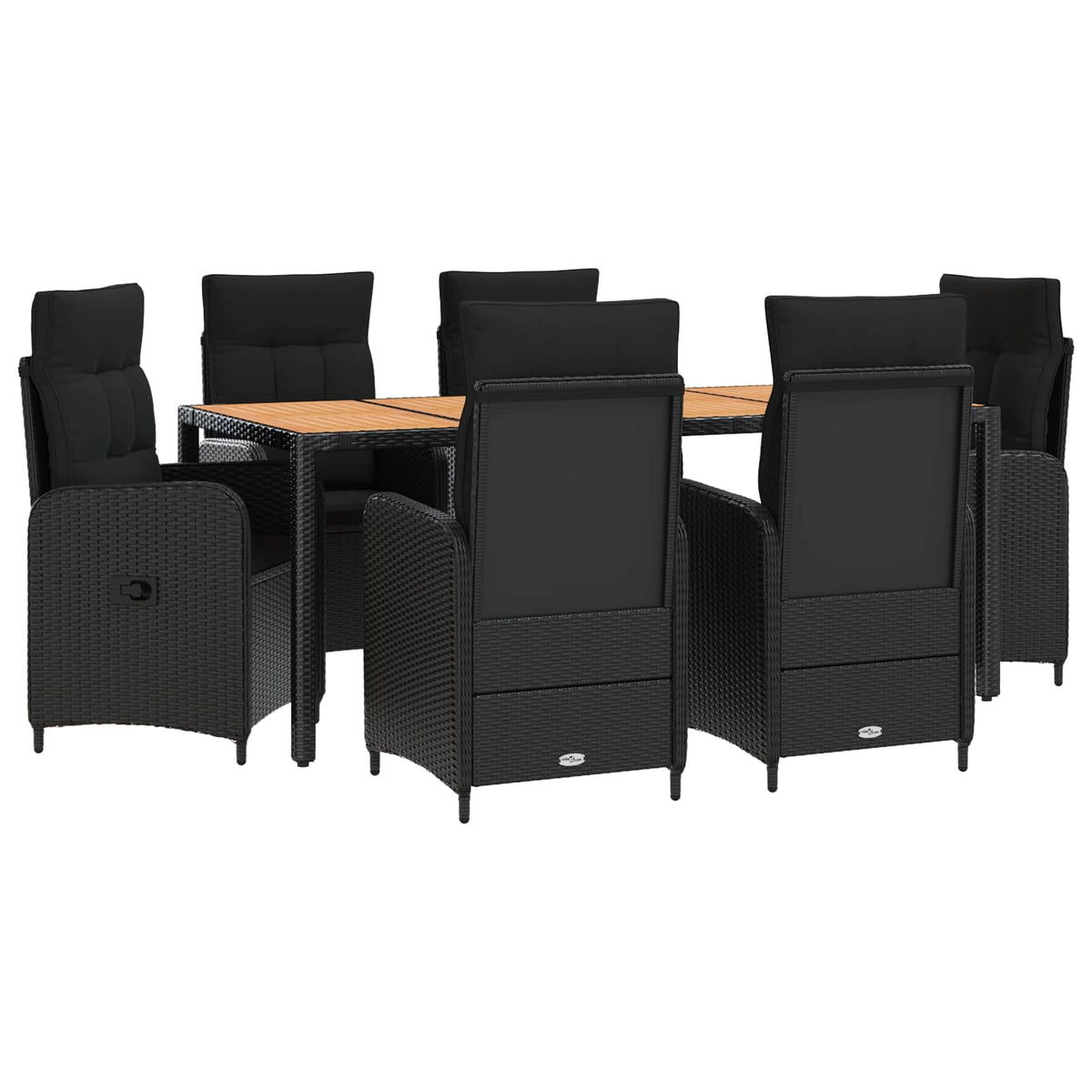 Outdoor Dining Set 7 pcs Black
