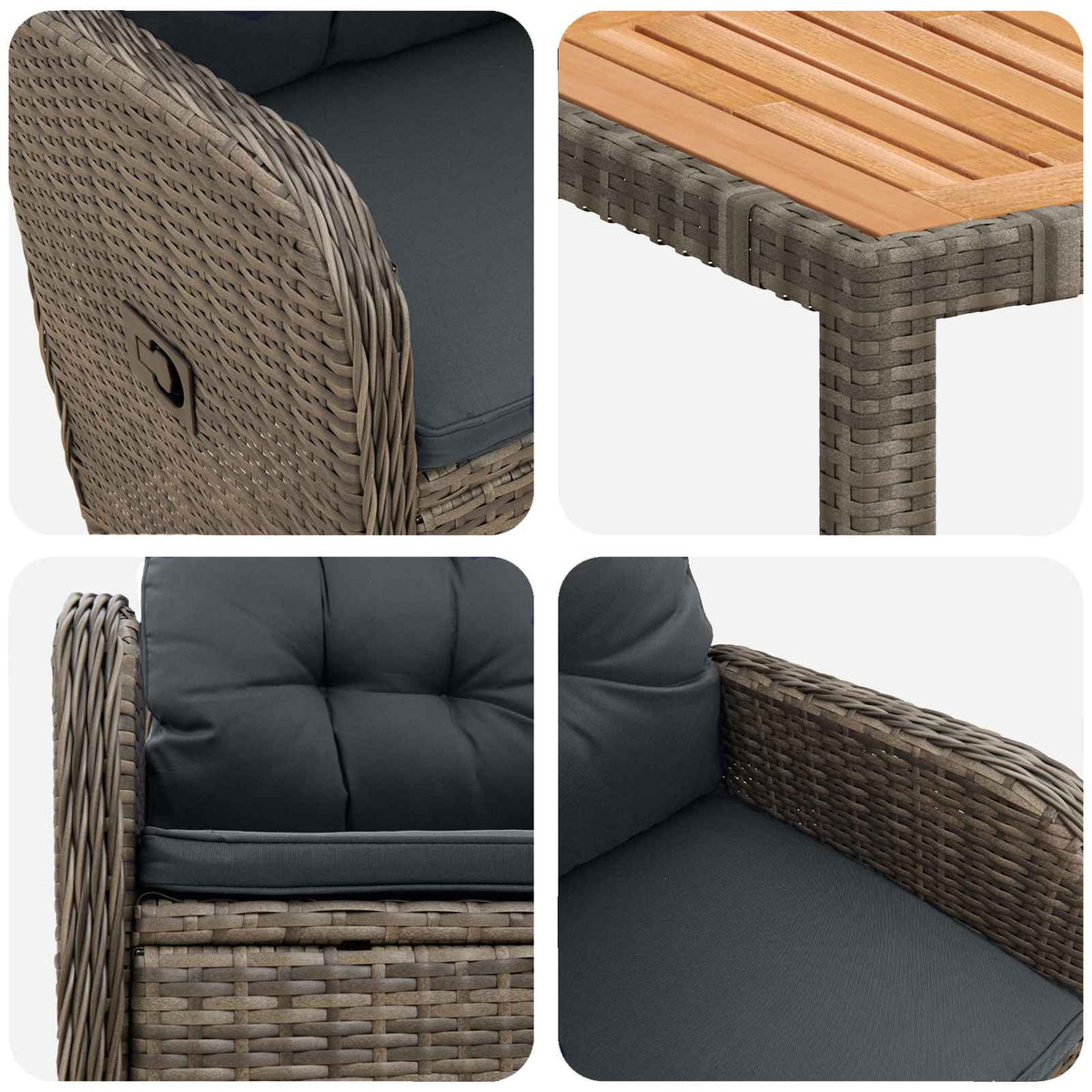 Outdoor Dining Set 7 pcs Light Grey and Dark Grey