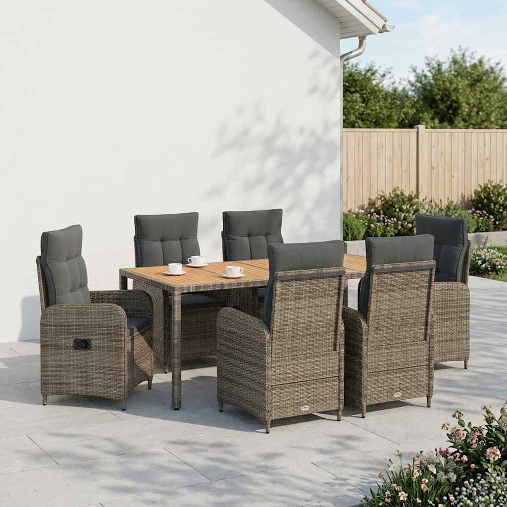 Outdoor Dining Set 7 pcs Light Grey and Dark Grey