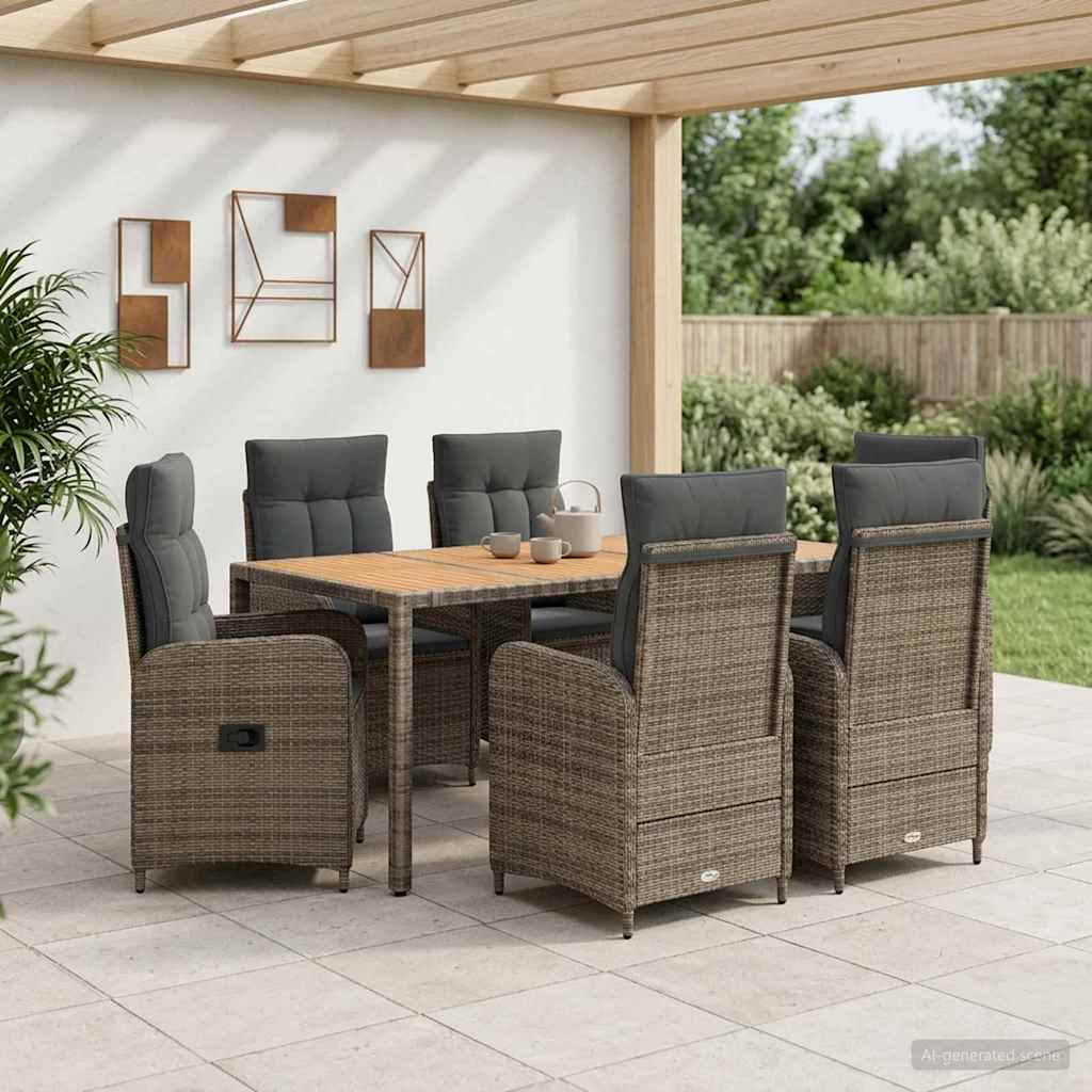 Outdoor Dining Set 7 pcs Light Grey and Dark Grey