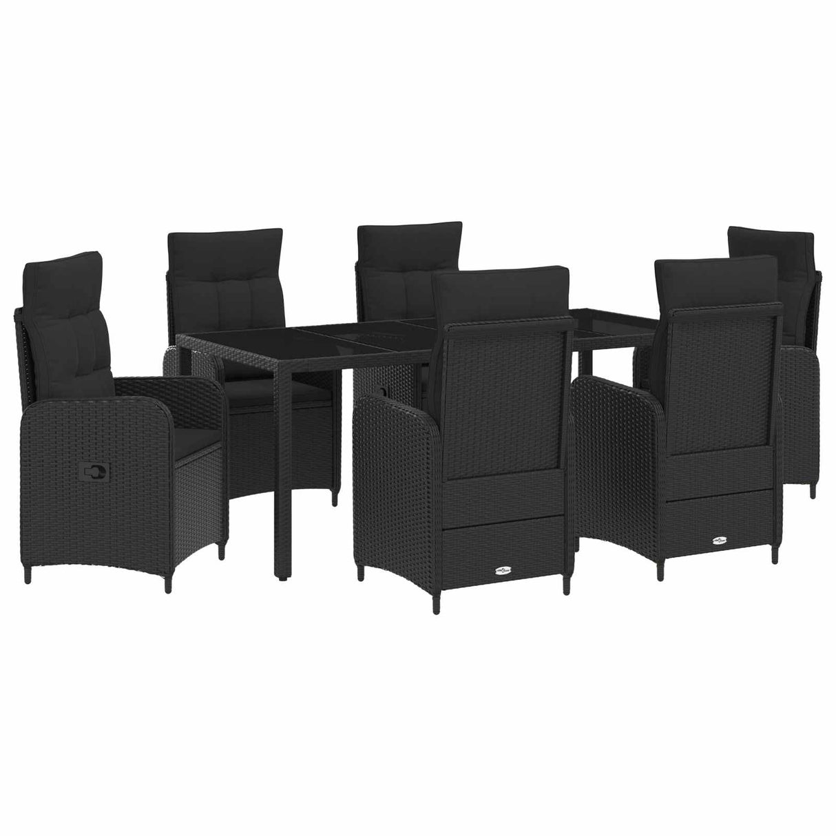 Outdoor Dining Set 7 pcs Black 190 x 90 x 75 cm Poly Rattan