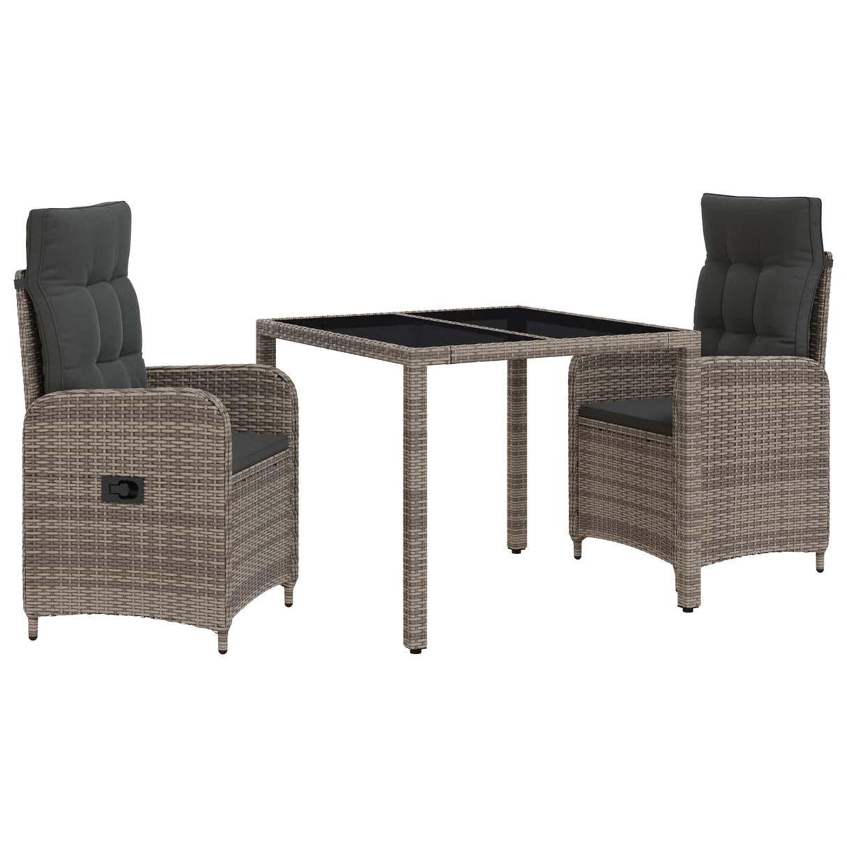 Outdoor Dining Set 3 pcs Light Grey and Dark Grey Poly Rattan