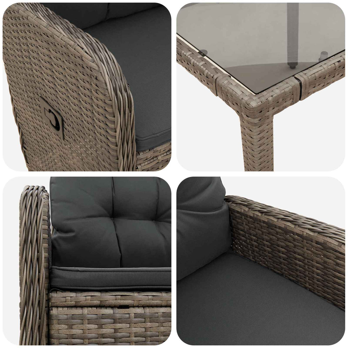 Outdoor Dining Set 5 pcs Light Grey and Dark Grey Poly Rattan