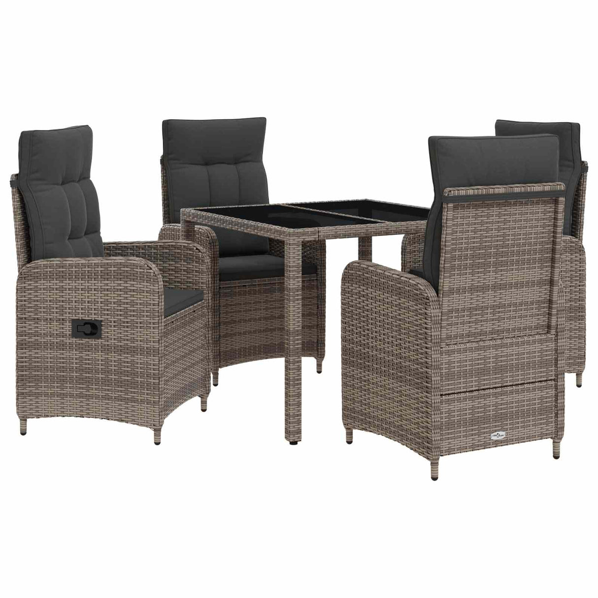 Outdoor Dining Set 5 pcs Light Grey and Dark Grey Poly Rattan