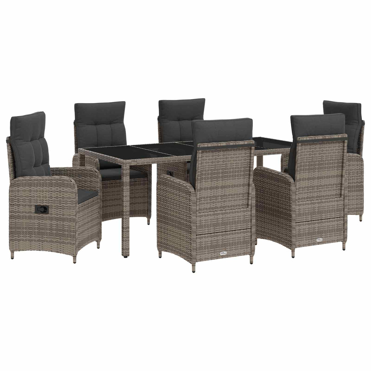 Outdoor Dining Set 7 pcs Light Grey and Dark Grey Poly Rattan
