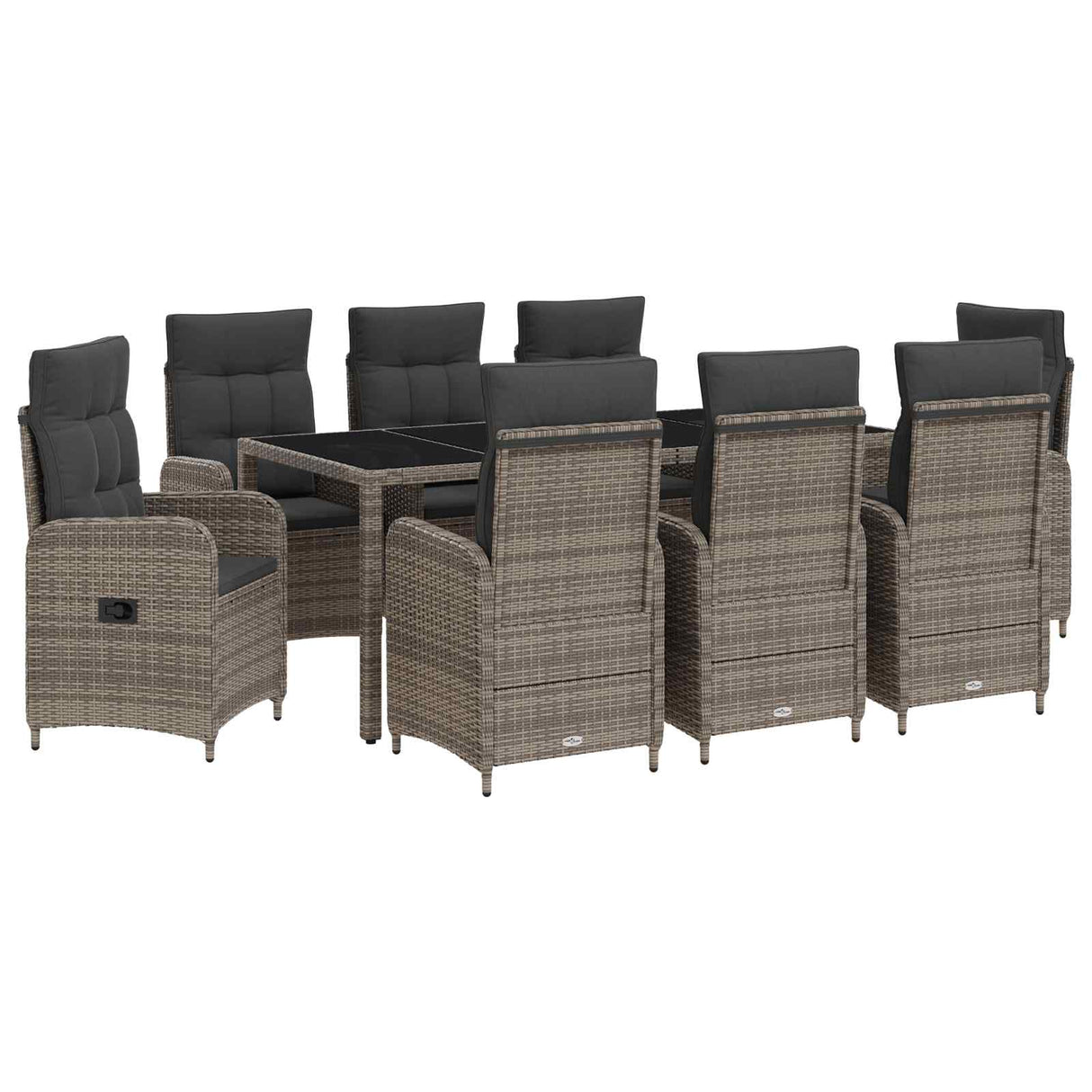 Outdoor Dining Set 9 pcs Light Grey and Dark Grey Poly Rattan