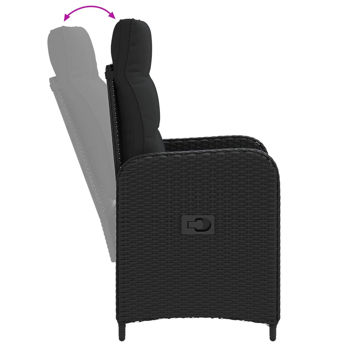 Garden Lounge Set 2 pcs Black PE Rattan and Powder-Coated Steel