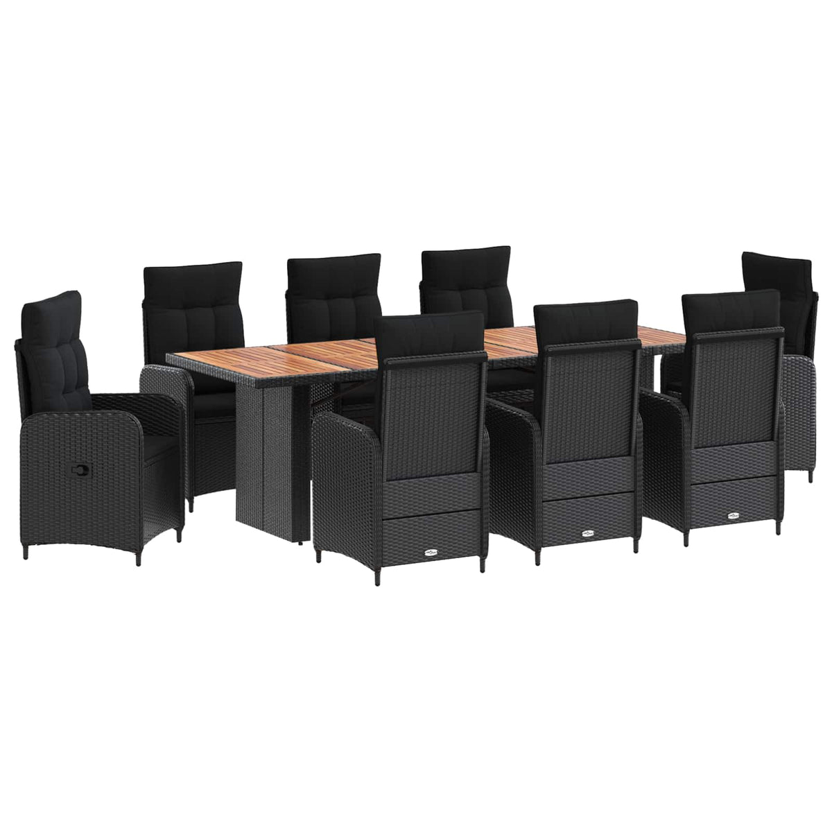 Outdoor Dining Set 9 pcs Black Poly Rattan
