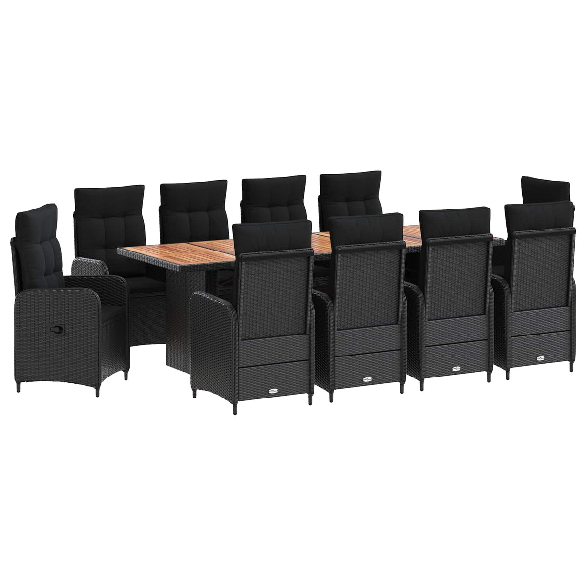 Outdoor Dining Set 11 pcs Black Poly Rattan
