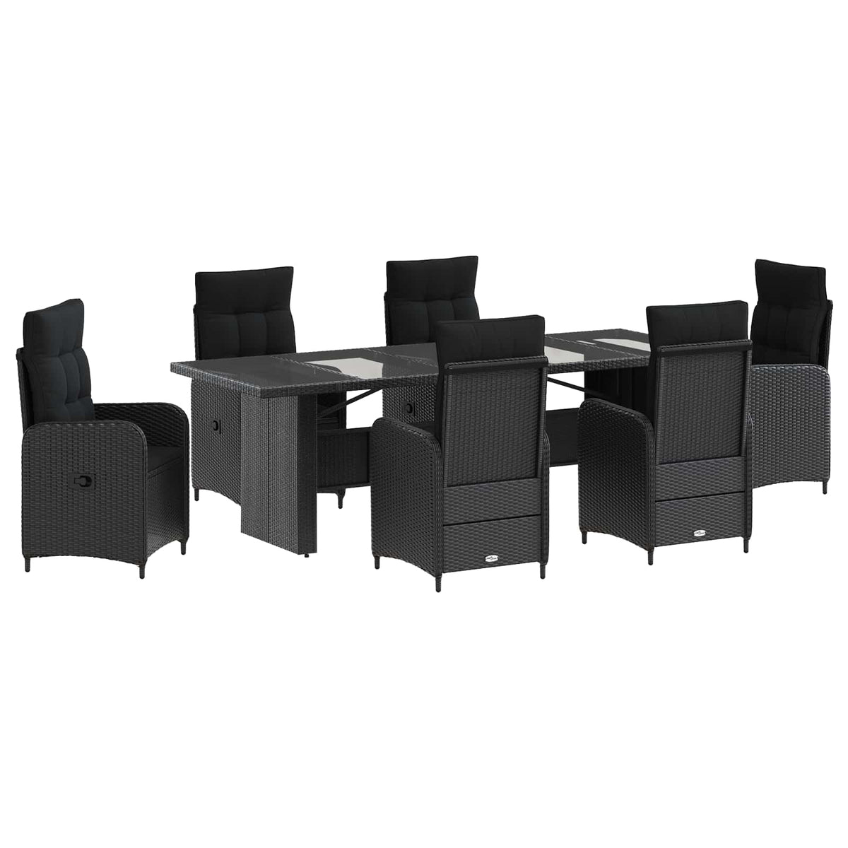Outdoor Dining Set 7 pcs Black Poly Rattan