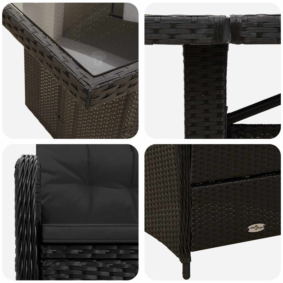 Outdoor Dining Set 11 pcs Black Poly Rattan