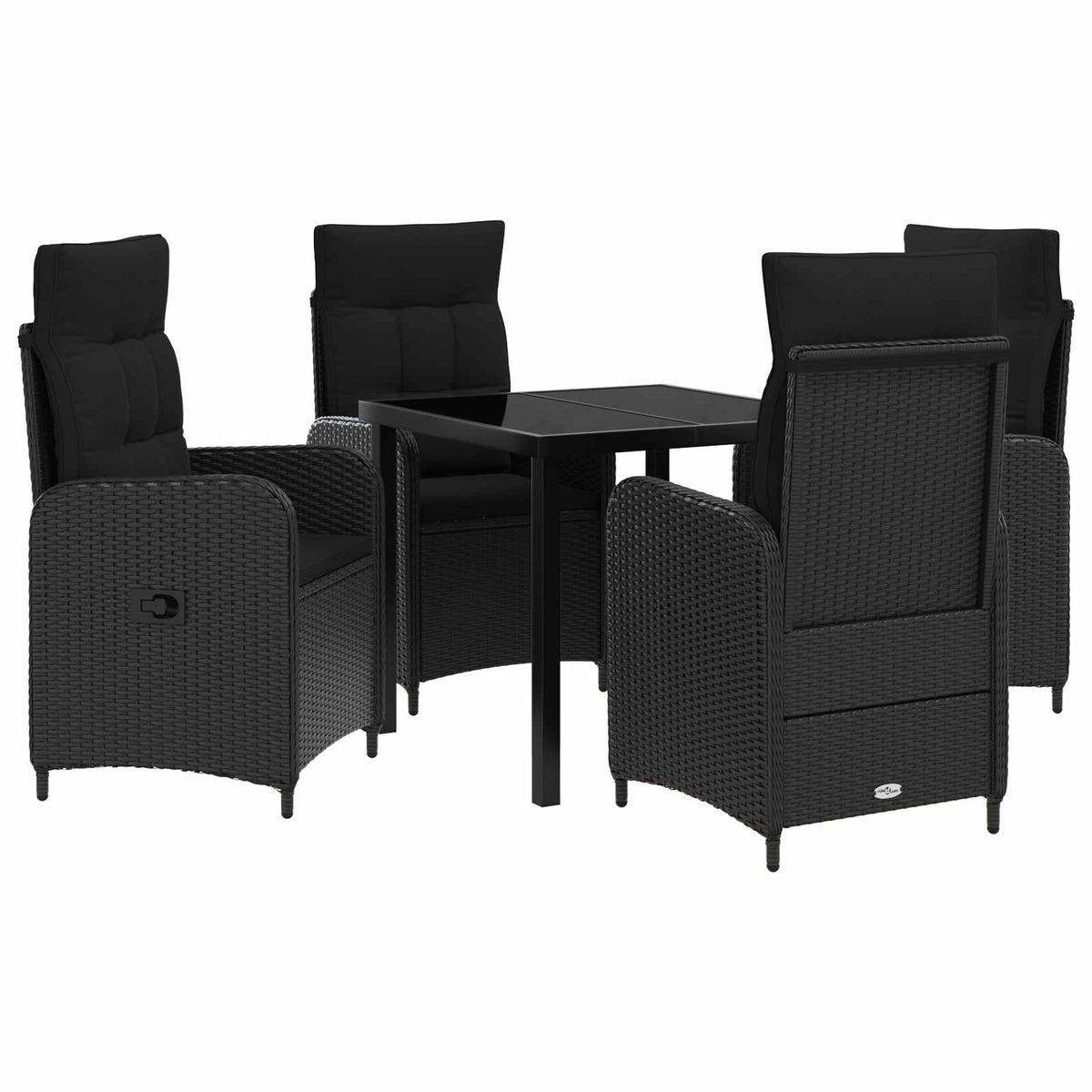 Outdoor Dining Set 5 pcs Black Poly Rattan
