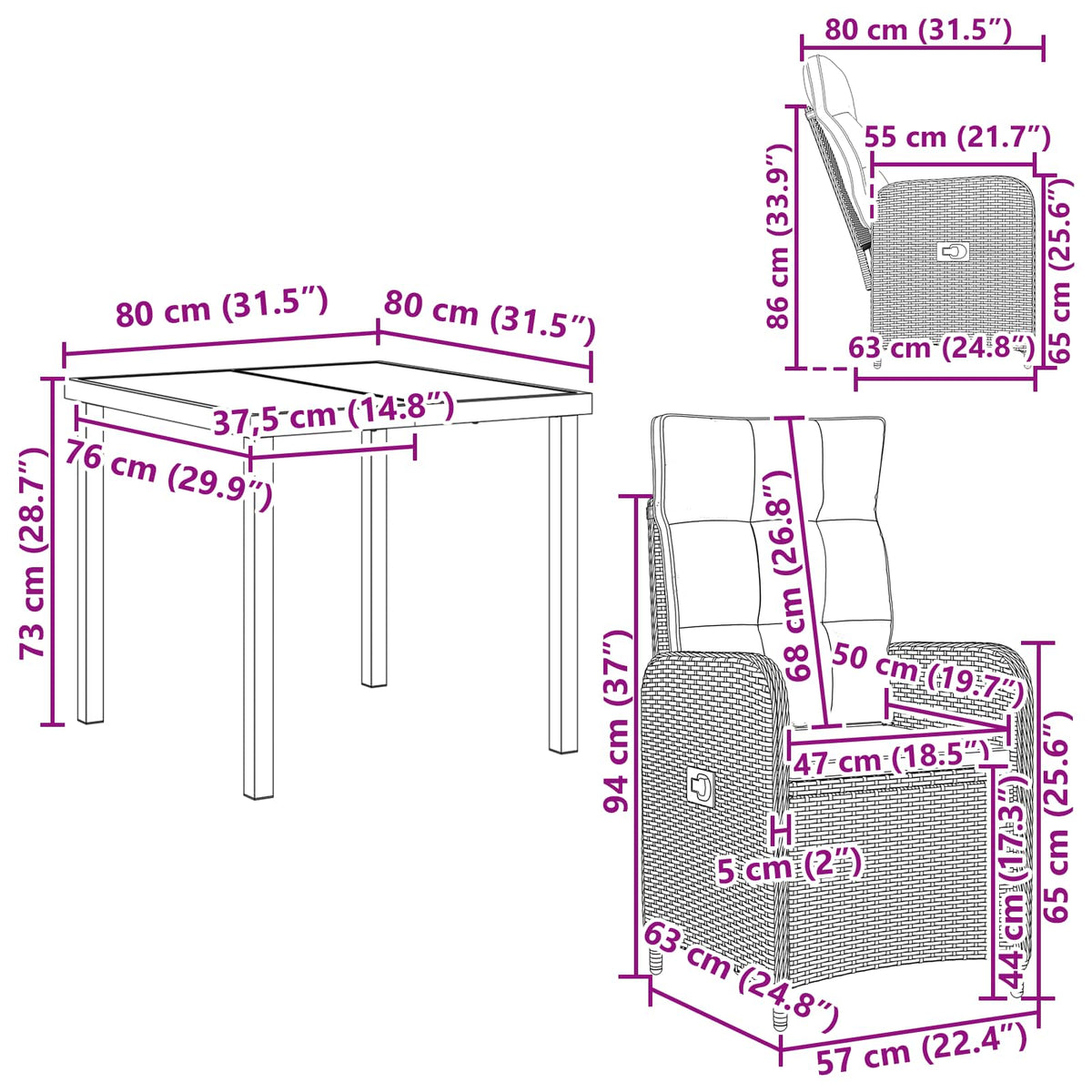 Outdoor Dining Set 5 pcs Black Poly Rattan