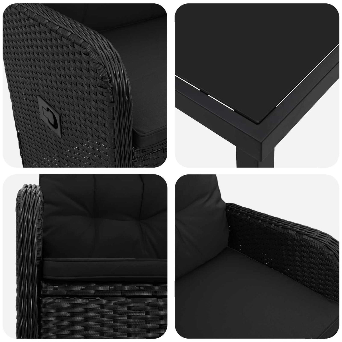 Outdoor Dining Set 5 pcs Black Poly Rattan