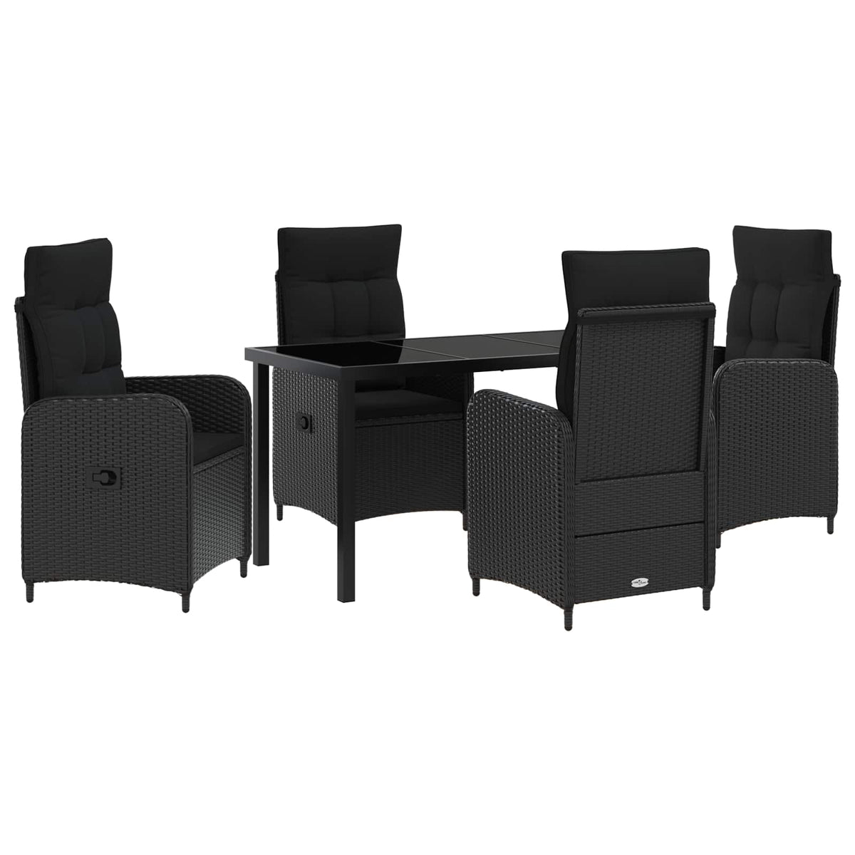 Outdoor Dining Set 5 pcs Black Poly Rattan