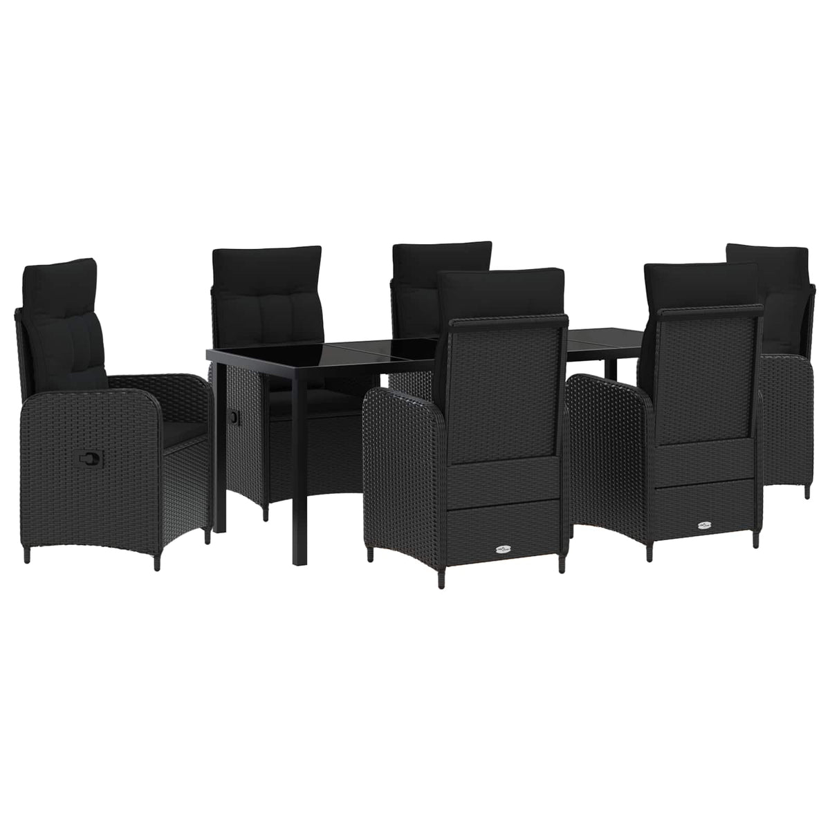 Outdoor Dining Set 7 pcs Black Poly Rattan