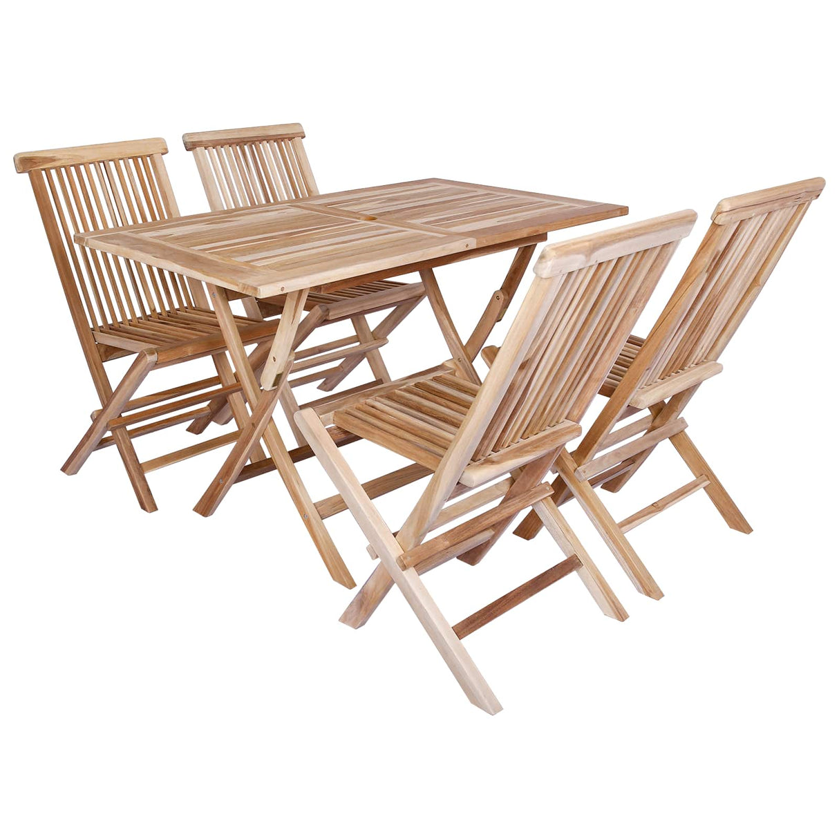 Garden Furniture Set 5 pcs Natural Solid Teak Wood