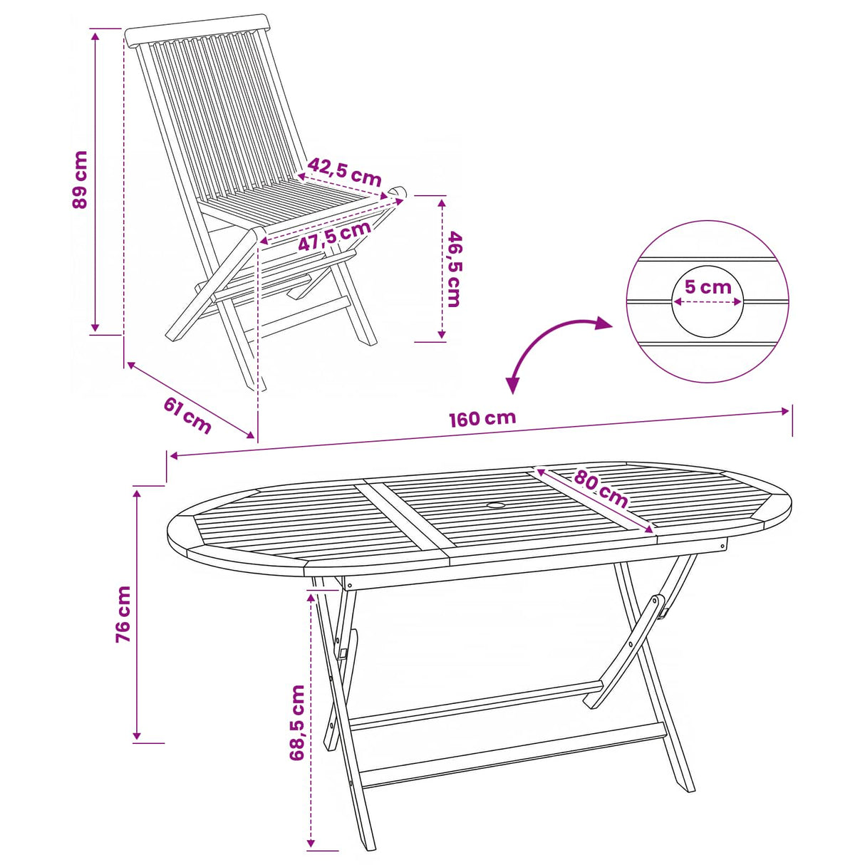 Garden Furniture Set 7 pcs Natural Solid Teak Wood