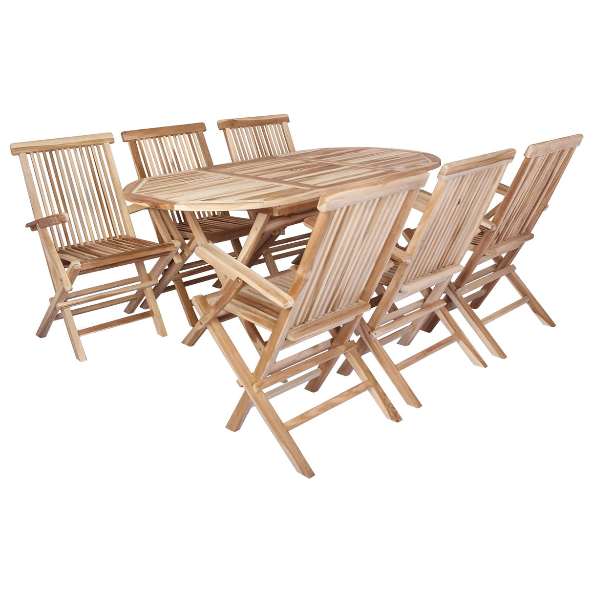 Garden Furniture Set 7 pcs Natural Solid Teak Wood