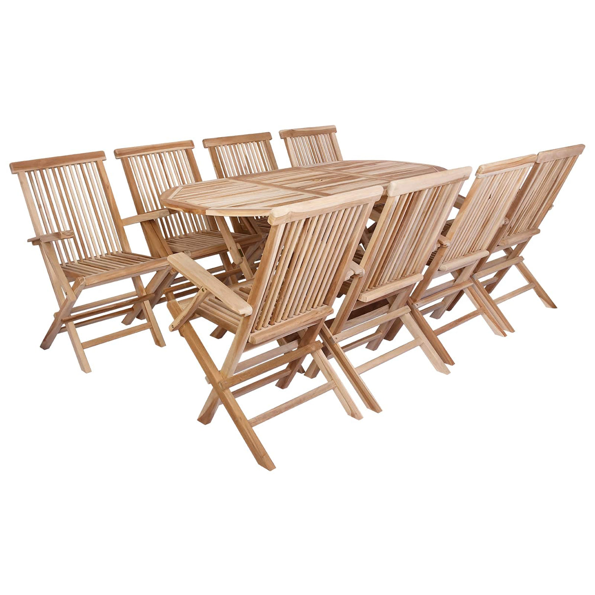 Garden Furniture Set 9 pcs Natural Solid Teak Wood