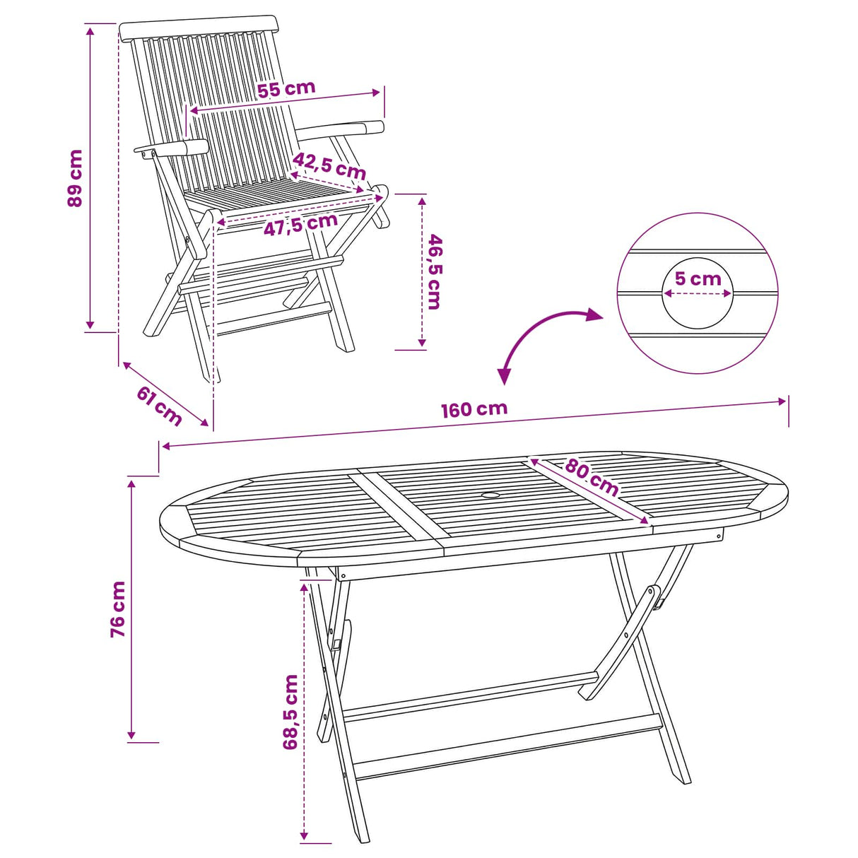 Garden Furniture Set 9 pcs Natural Solid Teak Wood