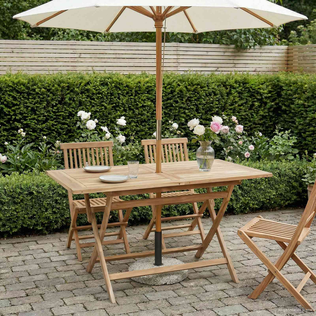 Folding Garden Table Natural 120 x 70 x 75.5 cm Solid Teak Wood
