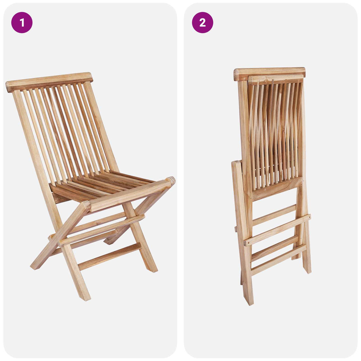 Folding Garden Chair 4 pcs Natural Solid Teak Wood
