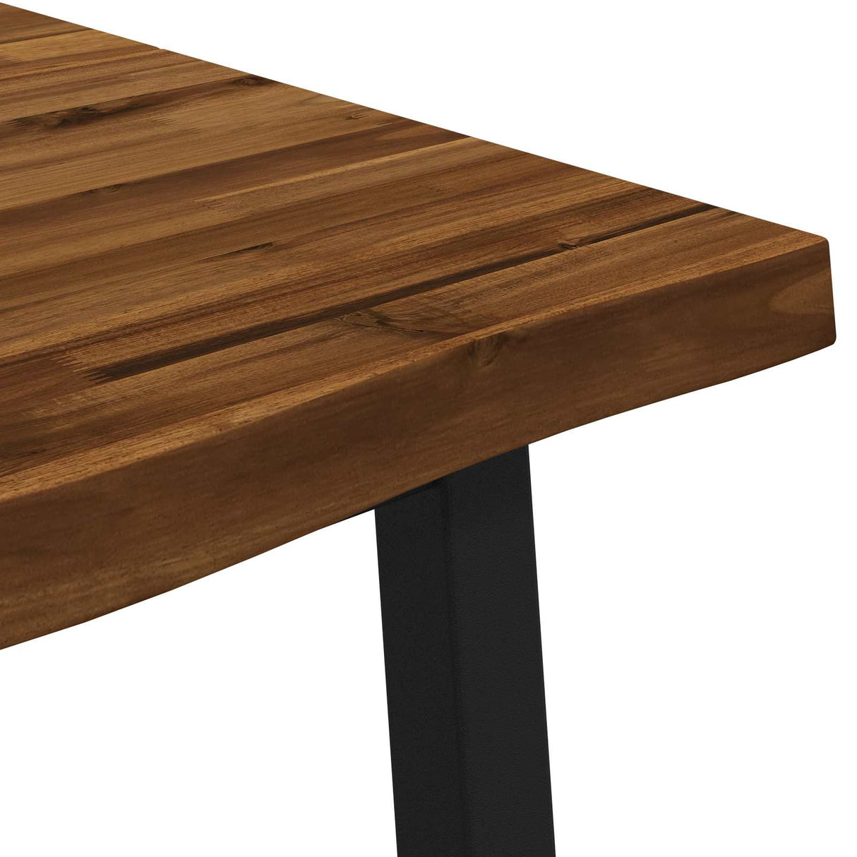 90 x 55 x 75 cm Solid Acacia Wood Natural and Black Rectangular