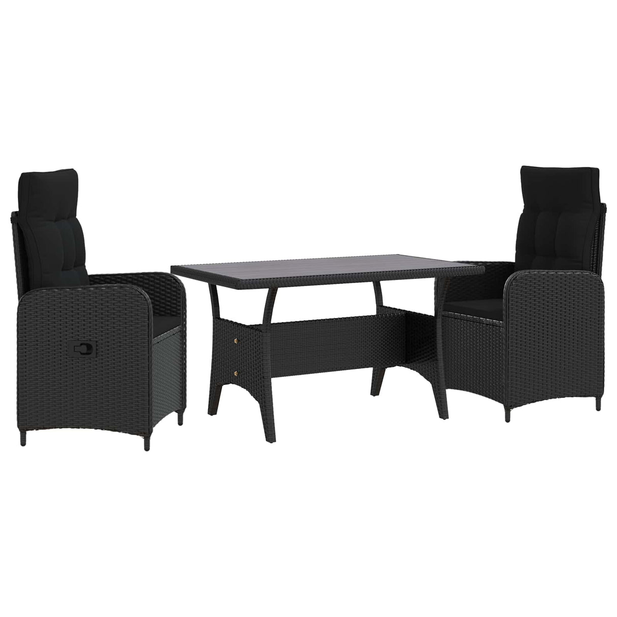Outdoor Dining Set 3 pcs Black Poly Rattan