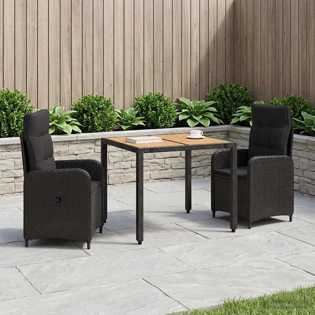 Outdoor Dining Set 3 pcs Black