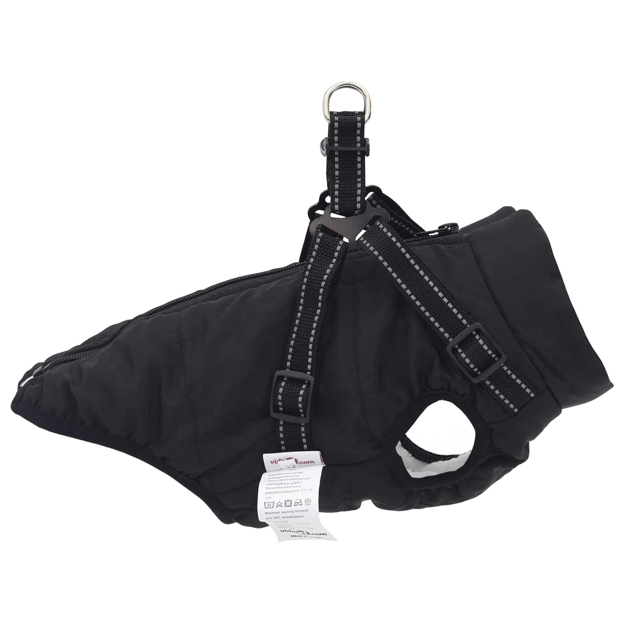 Dog Coat Black L24 Fleece and Polyester