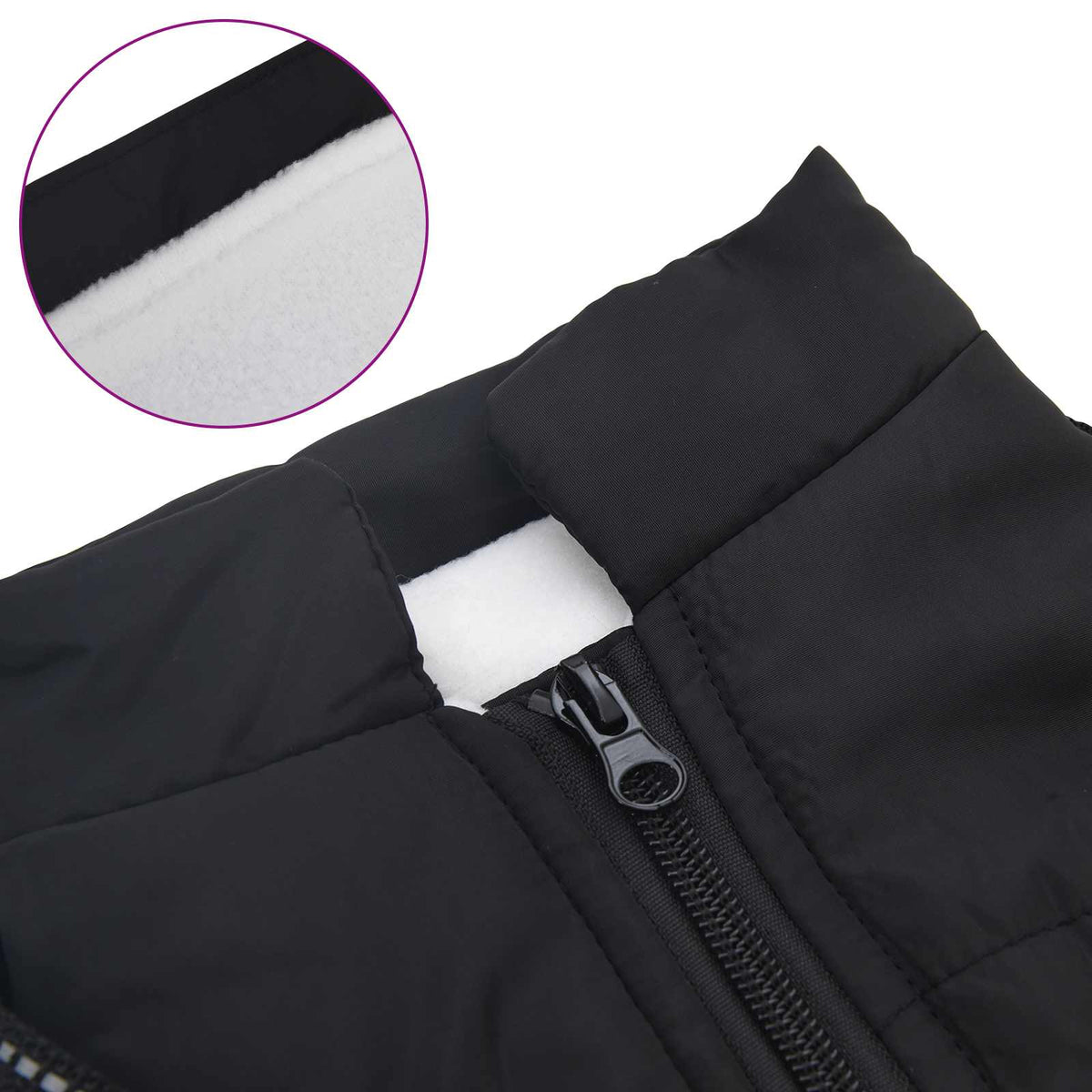 Dog Coat Black L28 Fleece and Polyester