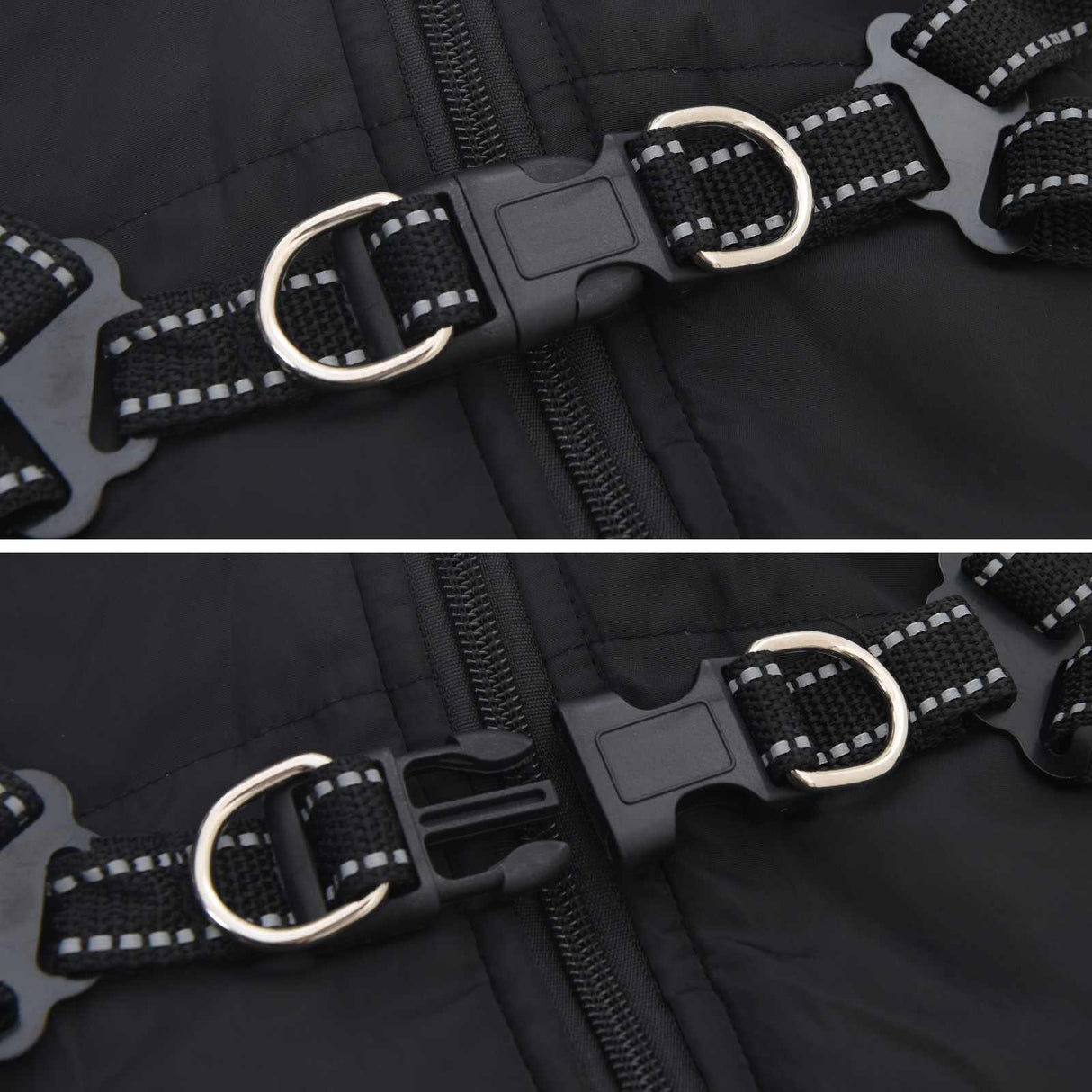 Dog Coat Black L32 Fleece and Polyester