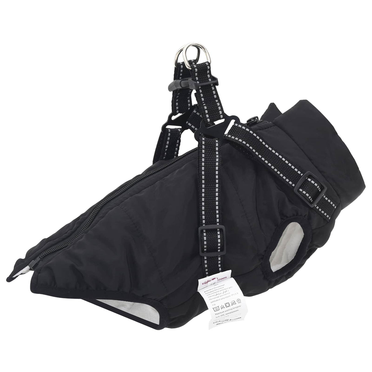 Dog Coat Black L36 Fleece and Polyester