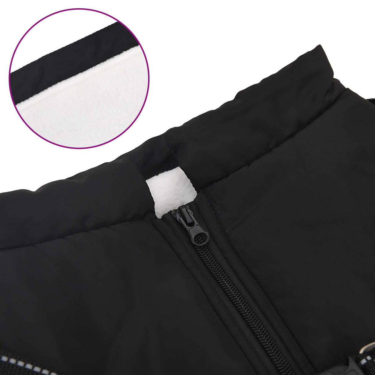 Dog Coat Black L44 Fleece and Polyester