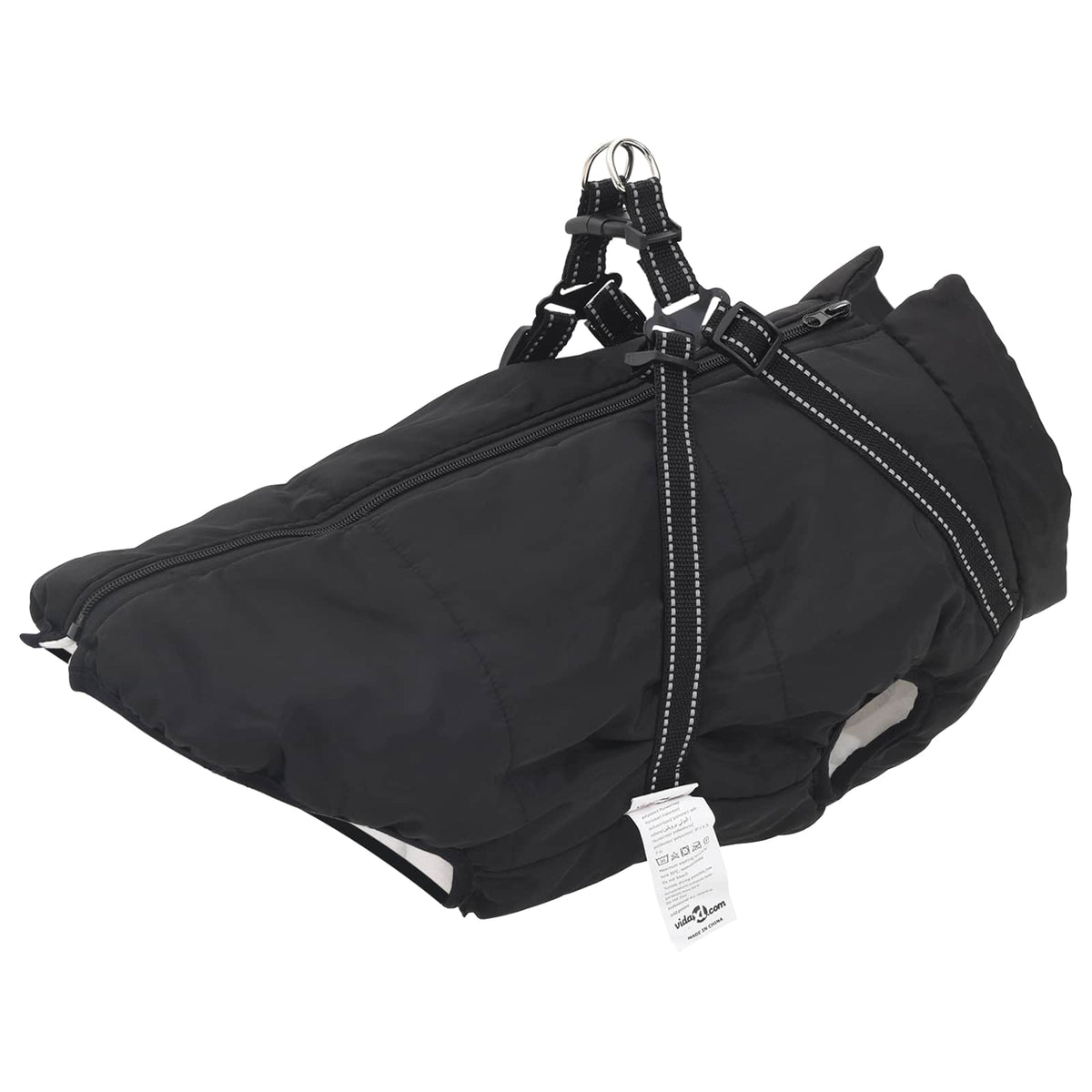 Dog Coat Black L44 Fleece and Polyester